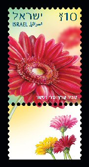 Stamp:Red Gerbera (Definitive Stamp), designer:Tuvia Kurtz & Miri Nistor 02/2014